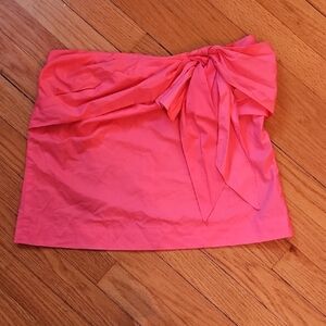 J Crew Coral Pink Faux Tie Front Mini Skirt, Lightweight, Sz 4
